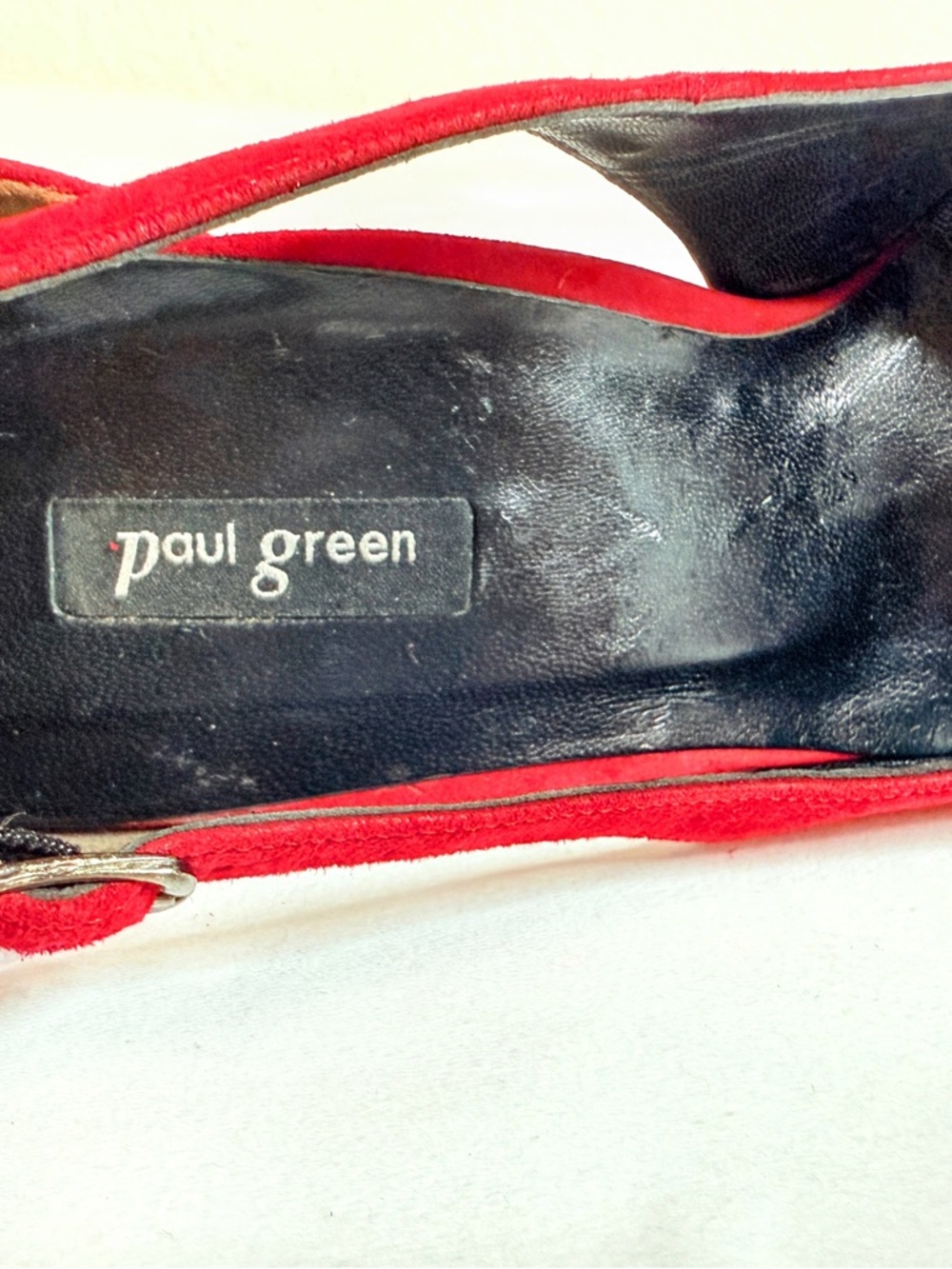 Paul Green Red Suede D’Orsay Heels Pointed Toe Pumps EU 38.5 US 8 - Picture 11 of 16